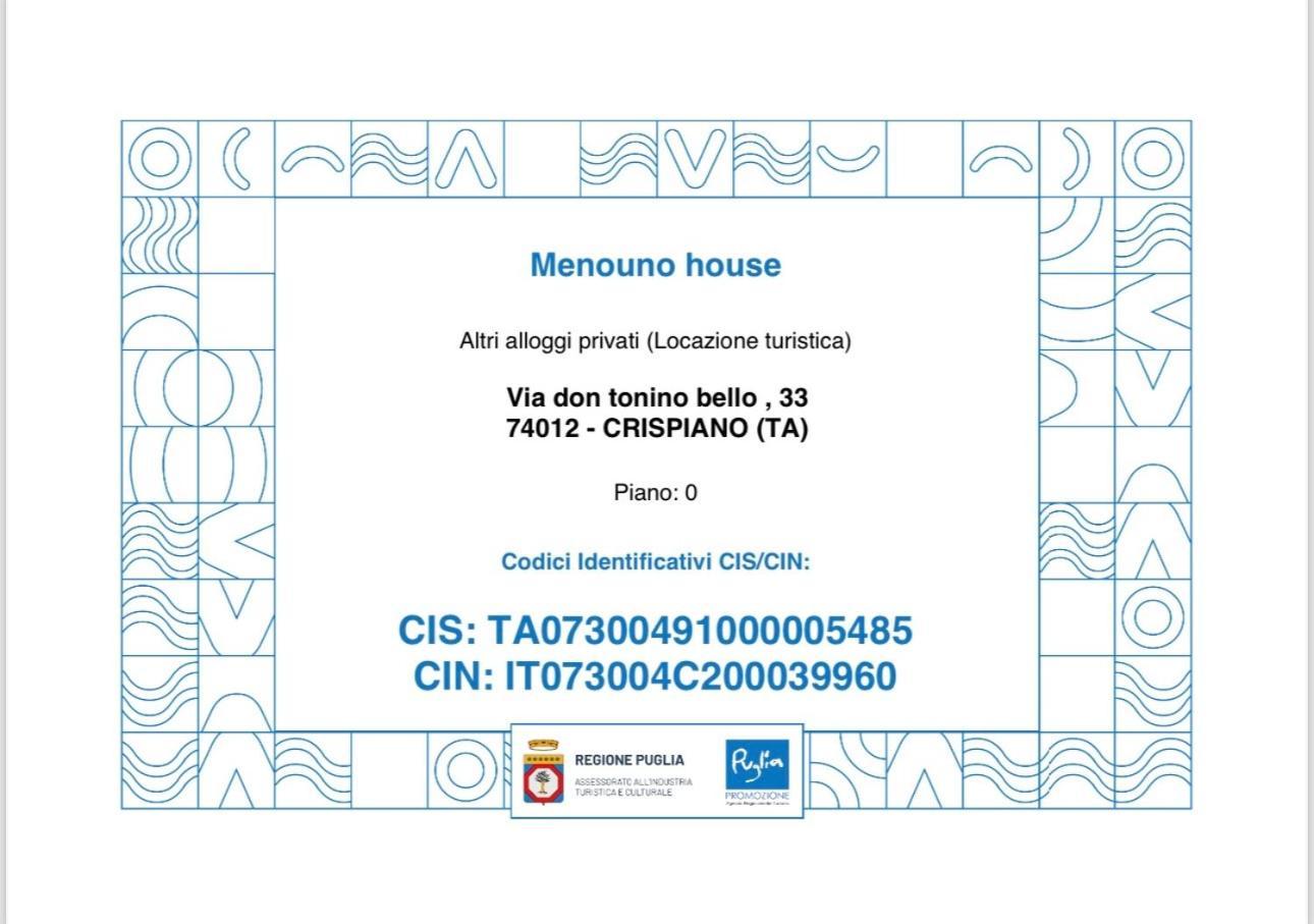 Ferienwohnung Menouno House Crispiano Exterior foto